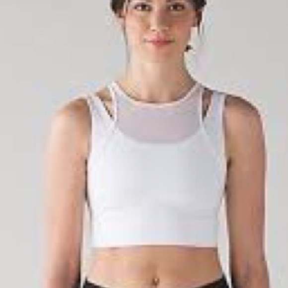 Lululemon Size 2 High-Neck Longline Mesh White Sports Bra. - Picture 5 of 5